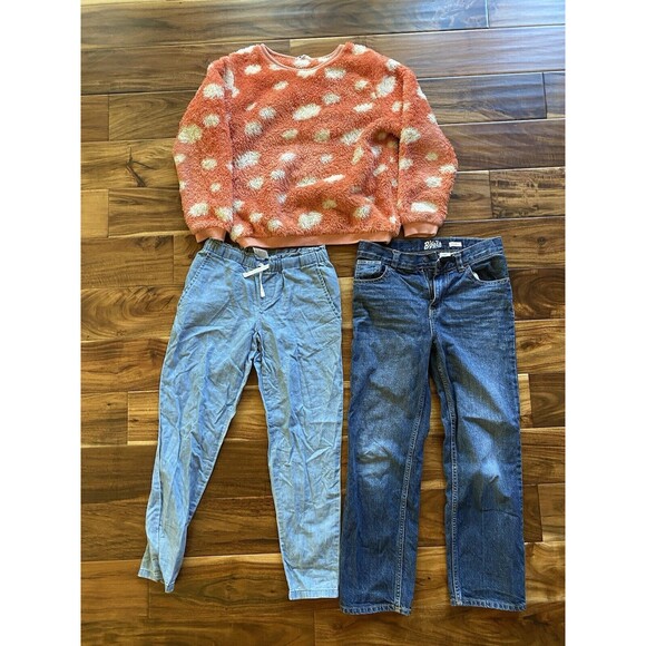 Lot of 3 Girl 8 Yrs Cloth Fall Fluffy Sweatershirt Pant Jean #94 - Picture 1 of 2